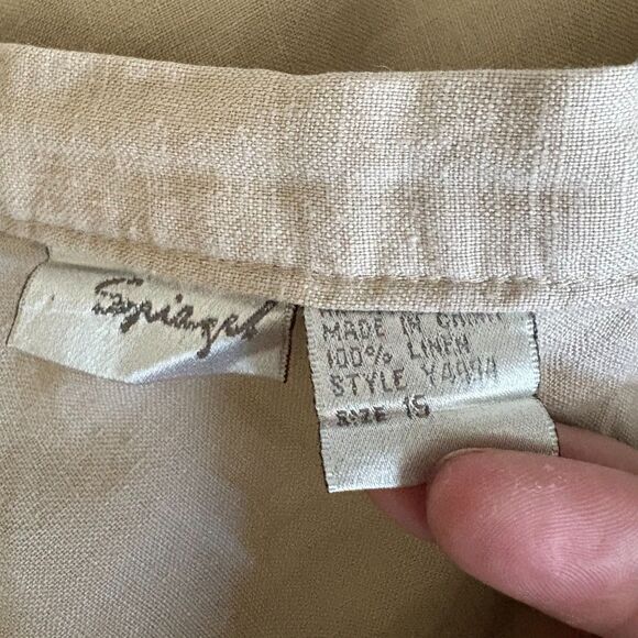 Spiegel A-line Linen Maxi Skirt Neutral Khaki Lagenlook Minimalist Size 15 - Picture 4 of 4